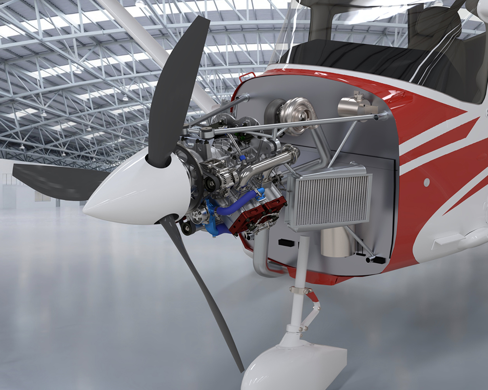 Angle rendering of DeltaHawk engine in Cessna182T